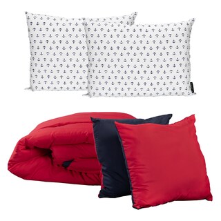 Foto 1 | Set de Edredón Dicasa Couzy Dos Vistas Rojo y Azul Marino King Size + 2 Almohadas 2-pack