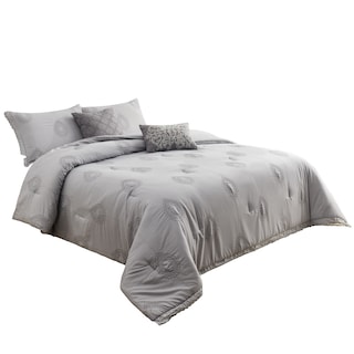 Foto 2 | Juego De Edredón Queen/matrimonial 5 Pzas Phoebe Color Gris Fundas De Almohada Y Cojines Linea Marie Claire