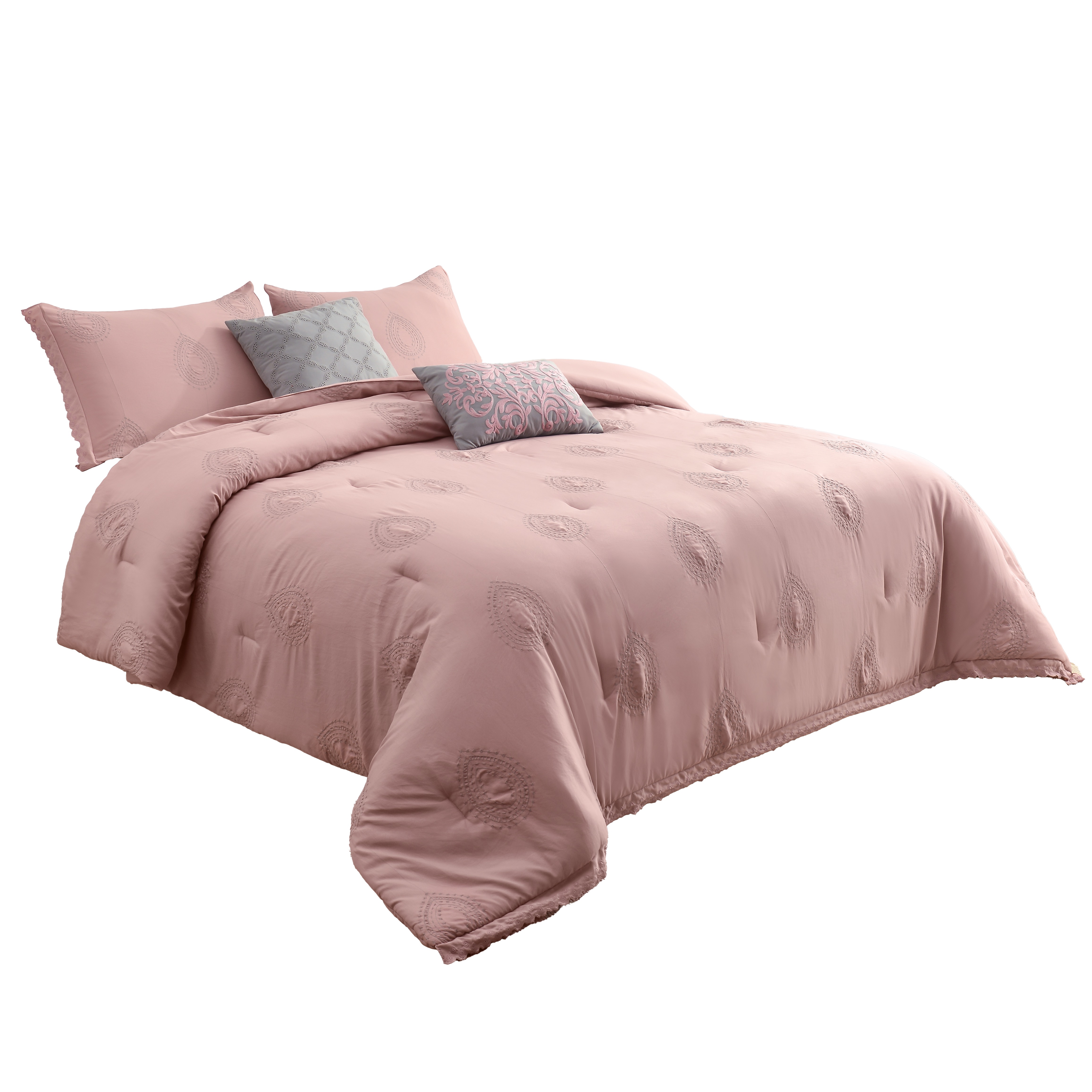 Foto 2 | Juego De Edredón King 5 Pzas Phoebe Color Rosa Fundas De Almohada Y Cojines Linea Marie Claire
