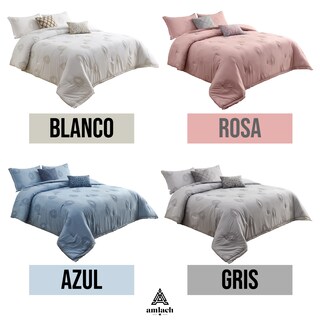 Foto 6 | Juego De Edredón King 5 Pzas Phoebe Color Rosa Fundas De Almohada Y Cojines Linea Marie Claire