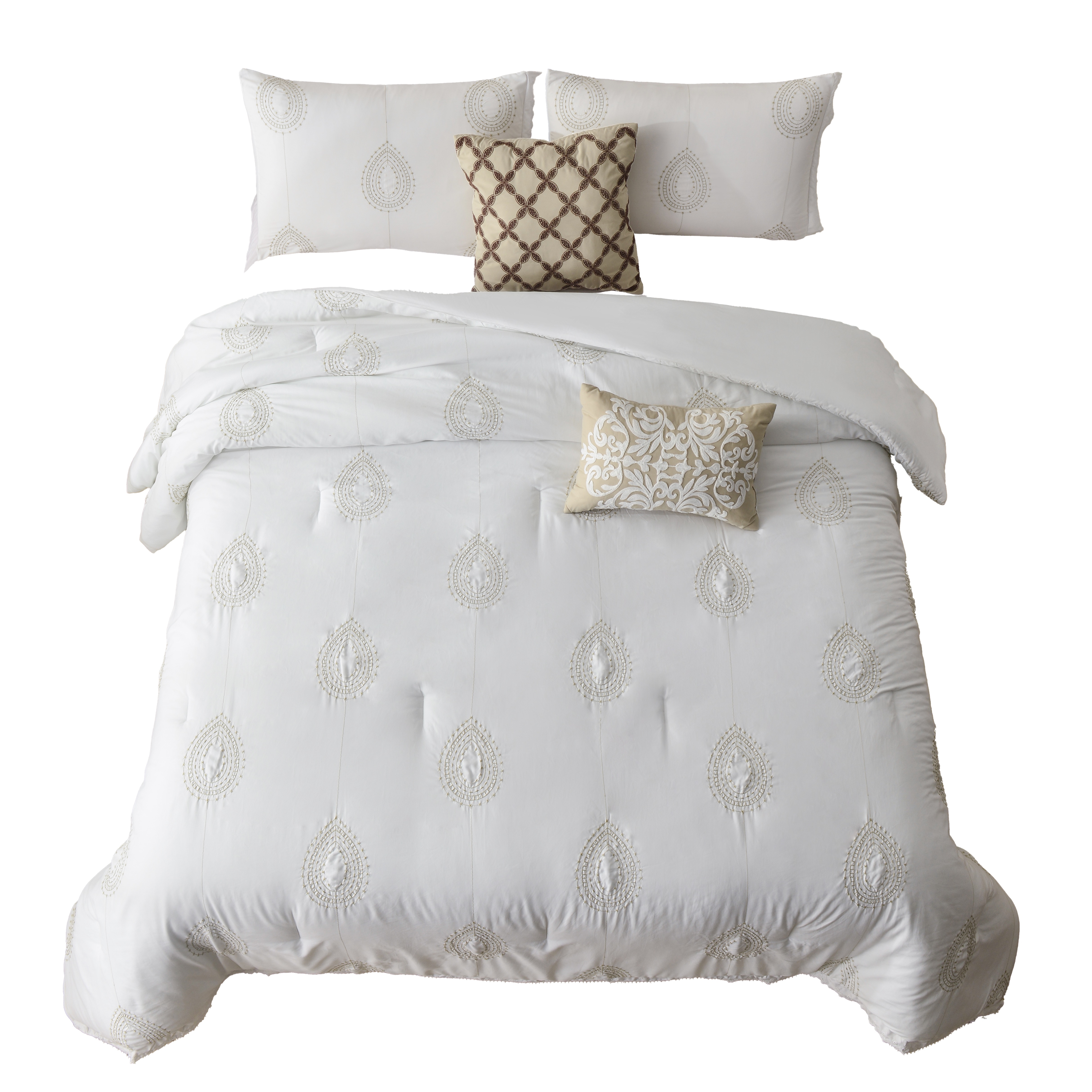 Juego De Edredón Individual 4 pzas Phoebe Color Blanco Fundas de Almohada y Cojines Linea MARIE CLAIRE