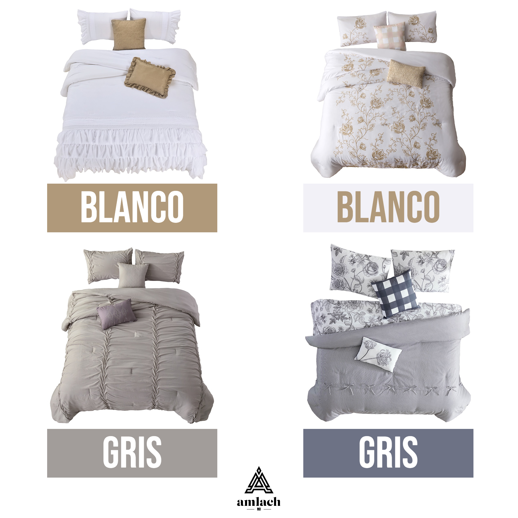 Foto 7 | Juego De Edredón King 5 Pzas Willow Color Blanco Incluye Fundas De Almohada Y Cojines Linea Marie Claire