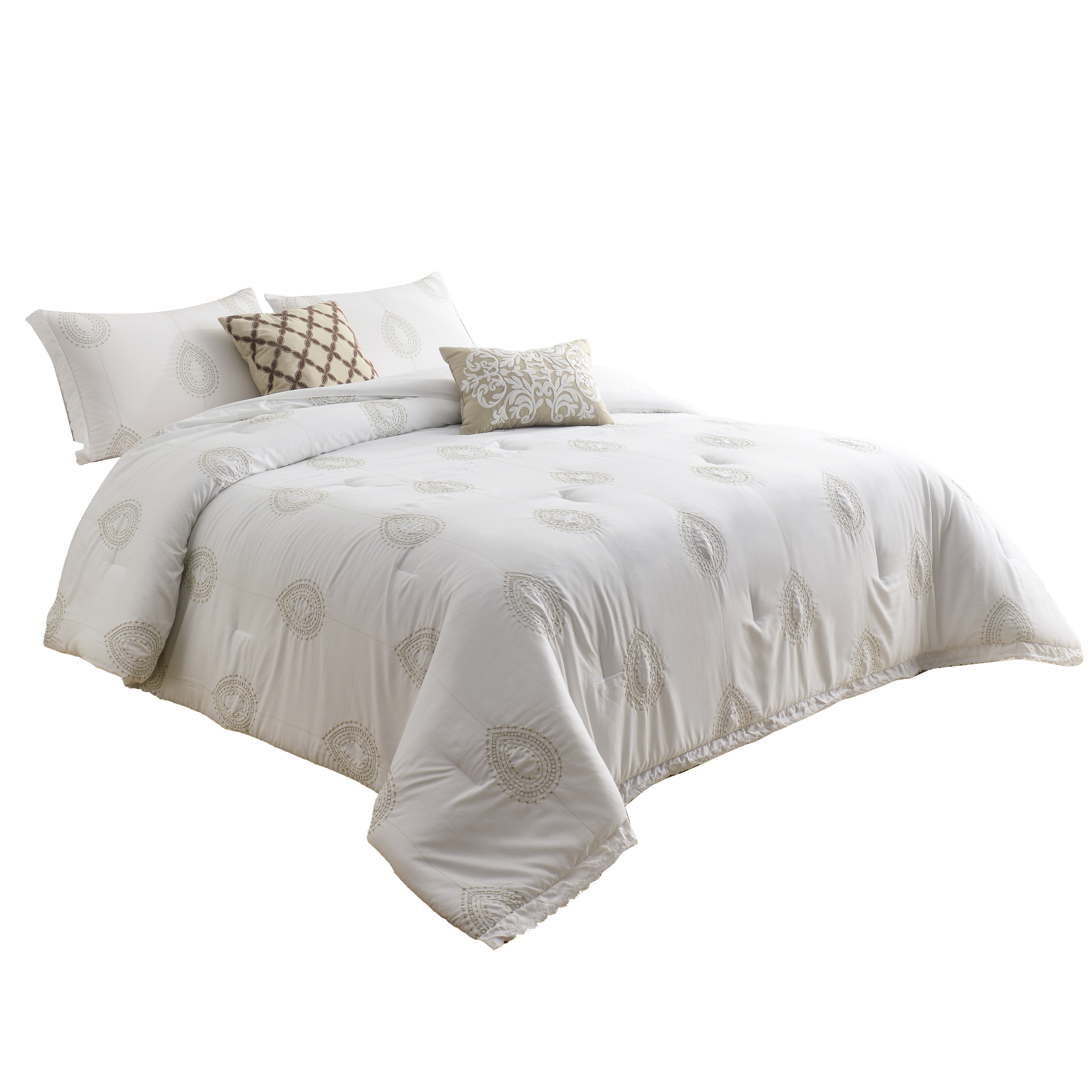 Foto 2 | Juego De Edredón King 5 Pzas Phoebe Color Blanco Fundas De Almohada Y Cojines Linea Marie Claire