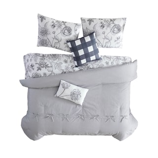 Foto 1 | Juego De Edredón King 5 Pzas Denim Color Gris Incluye Fundas De Almohada Y Cojines Linea Marie Claire