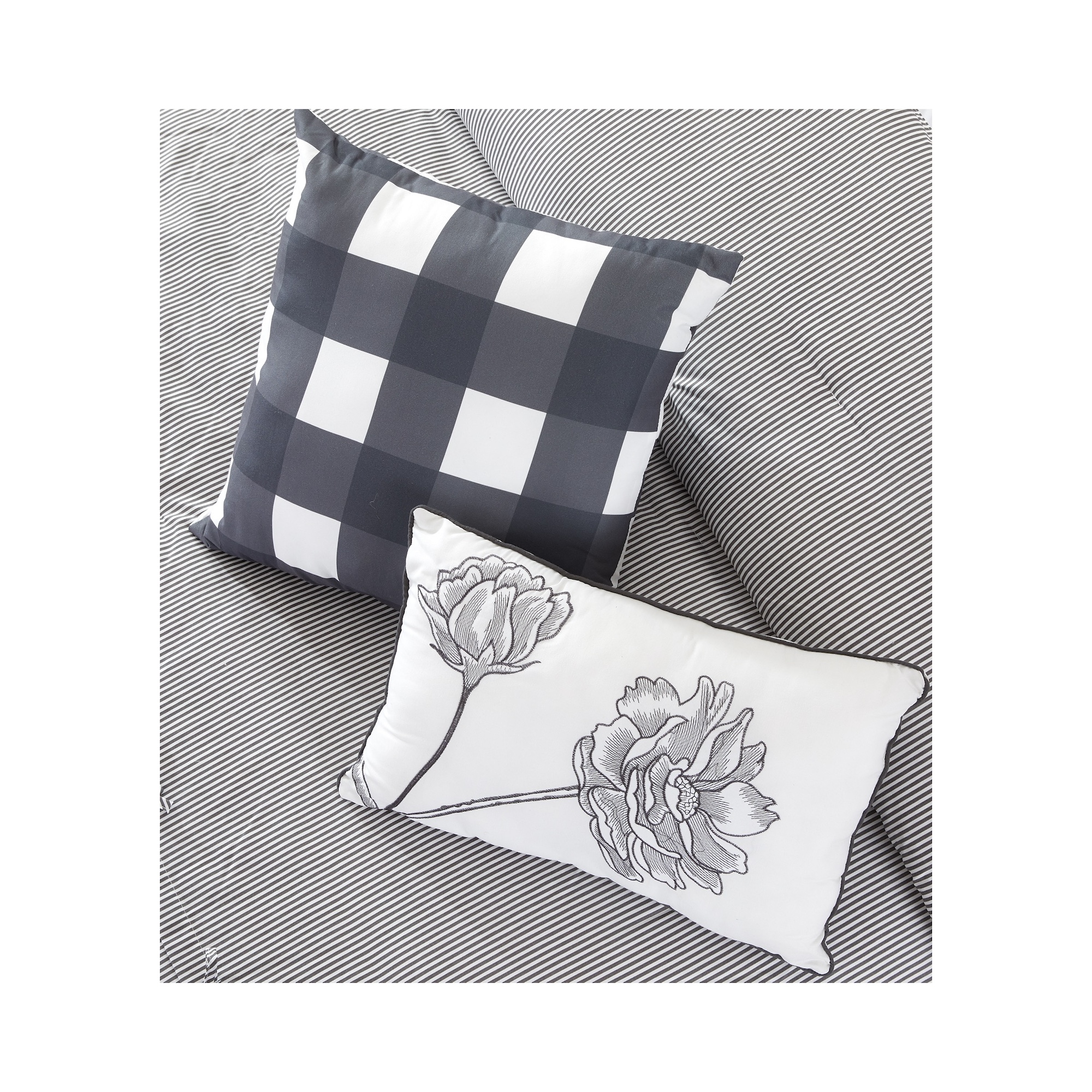 Foto 5 pulgar | Juego De Edredón King 5 Pzas Denim Color Gris Incluye Fundas De Almohada Y Cojines Linea Marie Claire