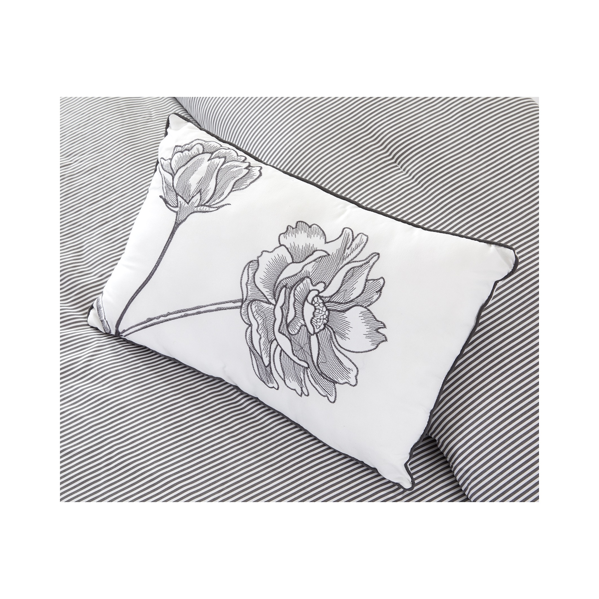 Foto 5 | Juego De Edredón King 5 Pzas Denim Color Gris Incluye Fundas De Almohada Y Cojines Linea Marie Claire