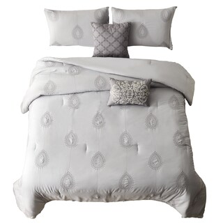 Foto 1 | Juego De Edredón Individual 4 Pzas Phoebe Color Gris Fundas De Almohada Y Cojines Linea Marie Claire