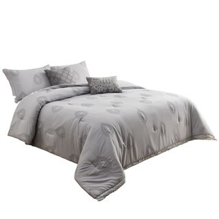 Foto 2 | Juego De Edredón Individual 4 Pzas Phoebe Color Gris Fundas De Almohada Y Cojines Linea Marie Claire