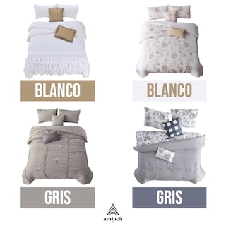 Foto 8 | Juego De Edredón Matrimonial/queen 5 Pzas Willow Color Peyton Incluye Fundas De Almohada Y Cojines Linea Marie Claire