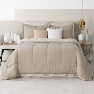 Foto 1 | Set de Edredón con Fundas y Sábanas Real Textil Caqui con Beige Matrimonial 7 Piezas