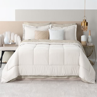 Foto 1 | Set de Edredón con Fundas y Sábanas Real Textil Blanco con Beige Matrimonial 7 Piezas