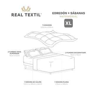 Foto 4 | Set de Edredón con Fundas y Sábanas Real Textil Blanco con Beige Matrimonial 7 Piezas