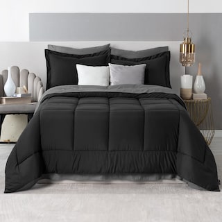 Foto 1 | Set de Edredón con Fundas y Sábanas Real Textil Negro con Gris Matrimonial 7 Piezas