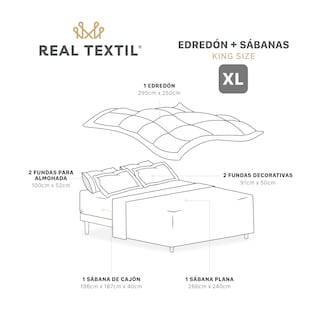 Foto 4 | Set de Edredón con Fundas y Sábanas Real Textil Caqui con Beige King Size 7 Piezas