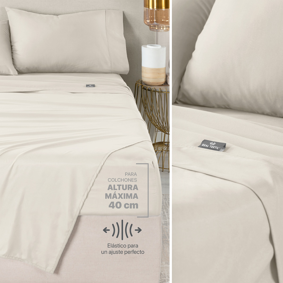 Foto 7 | Set de Edredón con Fundas y Sábanas 7 piezas Real Textil Khaki Beige King Size XL