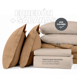 Foto 2 | Set De Edredón Con Fundas Y Sábanas 7 Pzas Real Textil Terracota - Khaki Matrimonial