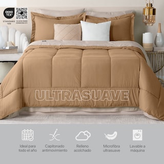 Foto 6 | Set De Edredón Con Fundas Y Sábanas 7 Pzas Real Textil Terracota - Khaki Matrimonial