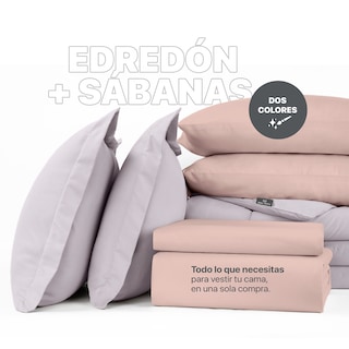 Foto 2 | Set de Edredón con Fundas y Sábanas 7 piezas Real Textil Lavanda Claro Palo de Rosa Queen Size