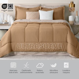 Foto 6 | Set De Edredón Con Fundas Y Sábanas 5 Pzas Real Textil Terracota - Khaki Individual