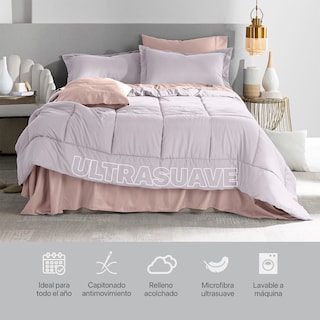 Foto 6 | Set de Edredón con Fundas y Sábanas 7 piezas Real Textil Lavanda Claro Palo de Rosa Matrimonial