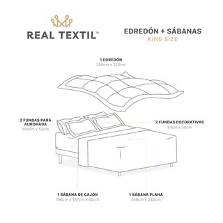 Foto 4 | Set De Edredón Con Fundas Y Sábanas 7 Pzas Real Textil Terracota - Khaki King Size