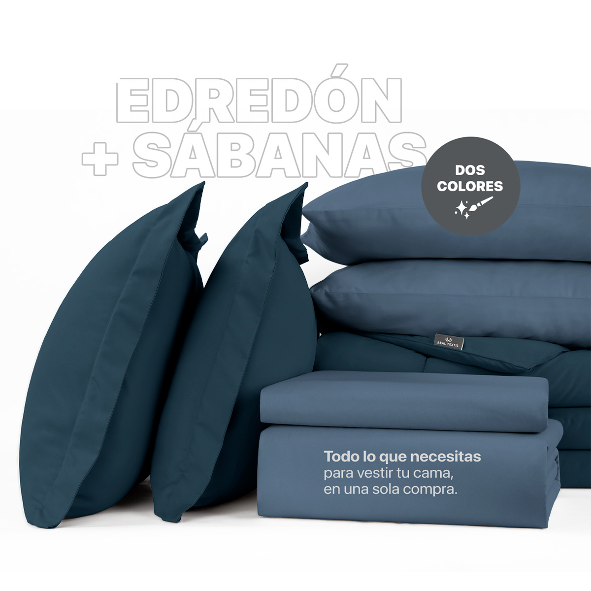 Foto 2 | Set de Edredón Real Textil Azul King Size 7 Piezas