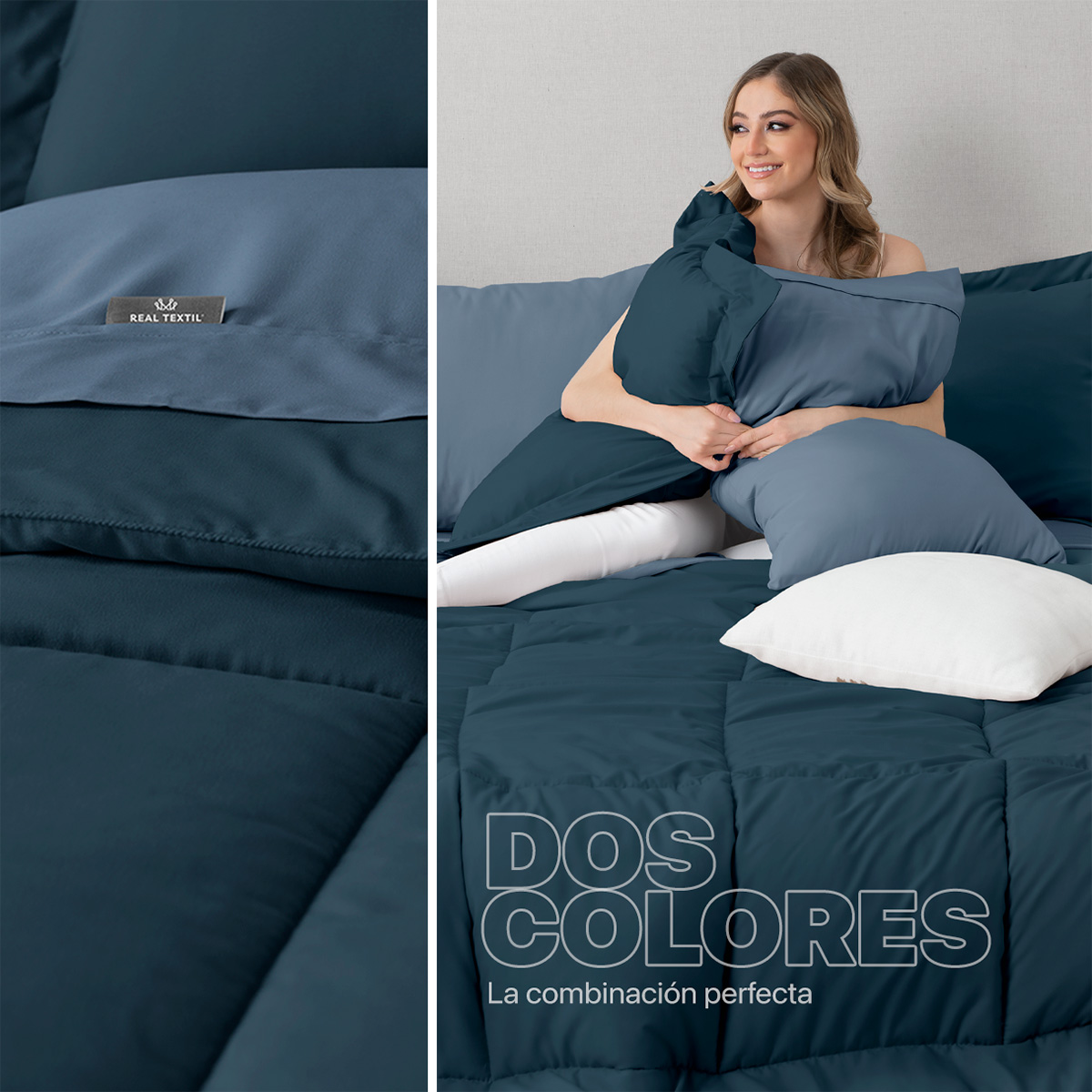 Foto 5 | Set de Edredón Real Textil Azul King Size 7 Piezas