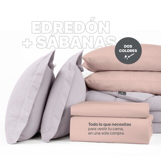 Foto 2 | Set de Edredón con Fundas y Sábanas 7 piezas Real Textil Lavanda Claro Palo de Rosa King Size