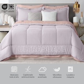 Foto 6 | Set de Edredón con Fundas y Sábanas 7 piezas Real Textil Lavanda Claro Palo de Rosa King Size