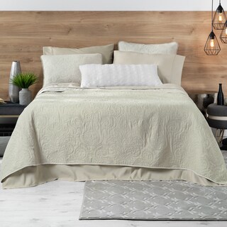 Foto 1 | Set De Edredón Ligero Con Fundas De Almohada Y Set De Sábanas, Real Textil King Size Khaki-beige Doble Vista