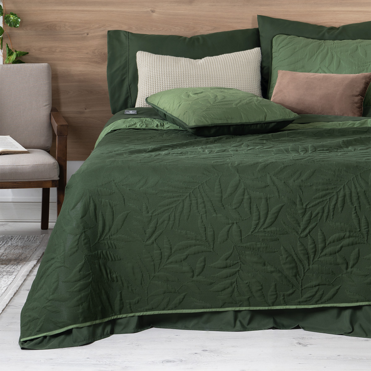 Foto 7 | Set De Edredón Ligero Con Fundas De Almohada Y Set De Sábanas, Real Textil Matrimonial Verde Oscuro- Oliva Doble Vista