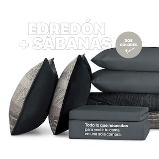 Foto 6 | Set De Edredón Ligero Con Fundas De Almohada Y Set De Sábanas, Real Textil Queen Size Samurai Doble Vista