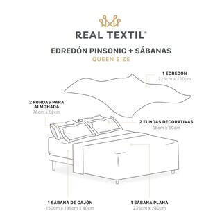 Foto 4 | Set De Edredón Ligero Con Fundas De Almohada Y Set De Sábanas, Real Textil Queen Size Violeta- Gris Doble Vista
