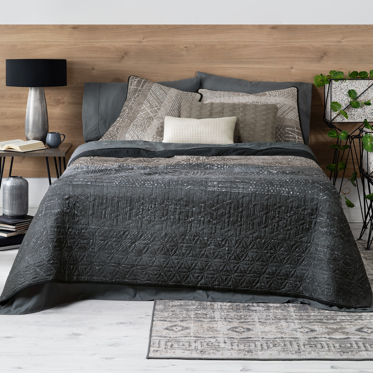 Set De Edredón Ligero Con Fundas De Almohada Y Set De Sábanas, Real Textil King Size Samurai Doble Vista