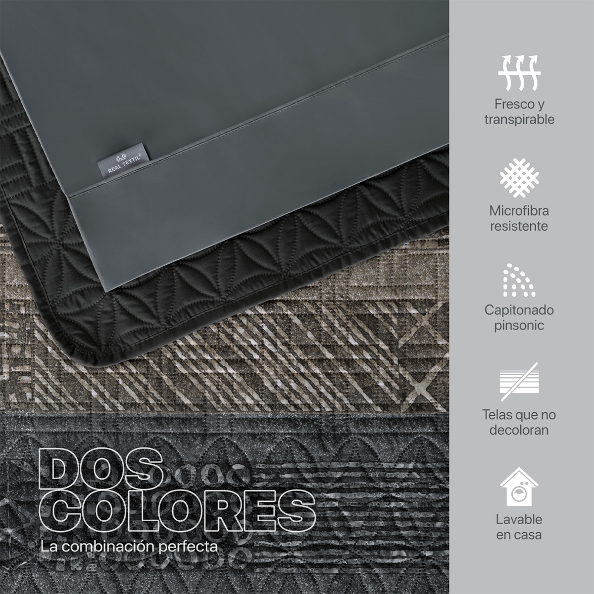 Foto 3 | Set De Edredón Ligero Con Fundas De Almohada Y Set De Sábanas, Real Textil King Size Samurai Doble Vista