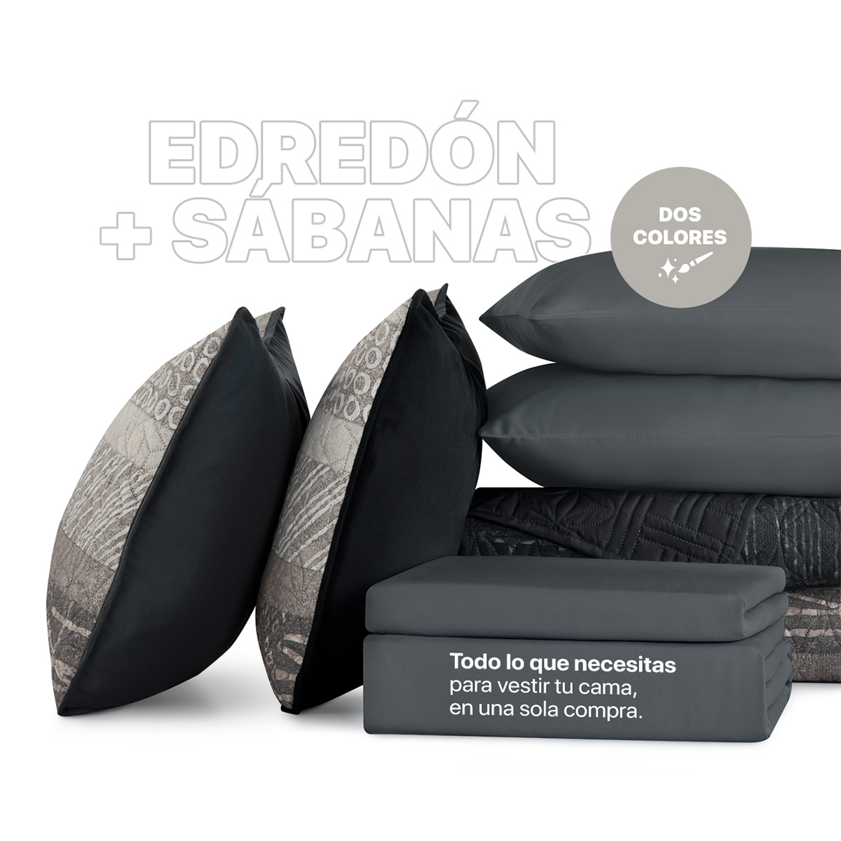 Foto 7 pulgar | Set De Edredón Ligero Con Fundas De Almohada Y Set De Sábanas, Real Textil King Size Samurai Doble Vista