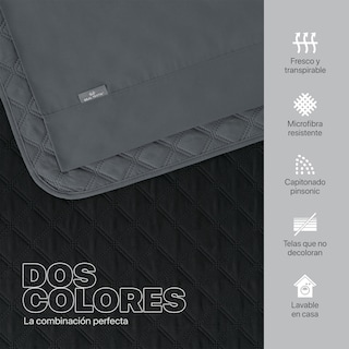 Foto 3 | Set De Edredón Ligero Con Fundas De Almohada Y Set De Sábanas, Real Textil King Size Negro - Gris Doble Vista