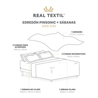 Foto 4 | Set De Edredón Ligero Con Fundas De Almohada Y Set De Sábanas, Real Textil King Size Negro - Gris Doble Vista