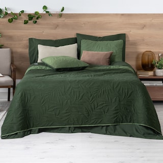 Foto 1 | Set De Edredón Ligero Con Fundas De Almohada Y Set De Sábanas, Real Textil King Size Verde Oscuro- Oliva Doble Vista