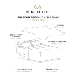 Foto 4 | Set De Edredón Ligero Con Fundas De Almohada Y Set De Sábanas, Real Textil Queen Size Khaki-beige Doble Vista