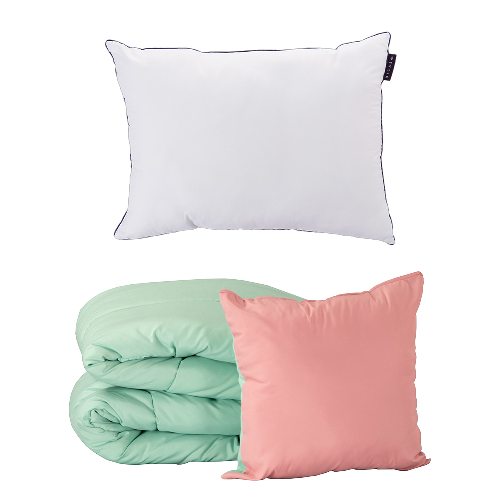 Set De Edredon Doble Vista Couzy Rosa - Menta + Almohada One Individual
