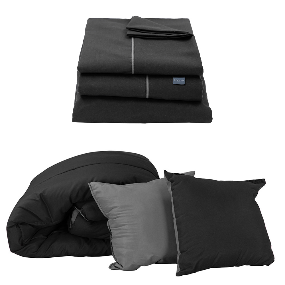 Foto 1 | Set De Edredon Doble Vista Couzy Negro - Gris + Sabanas Royal Negro Matrimonial