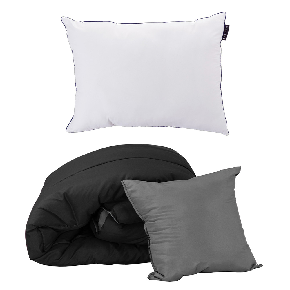 Set De Edredon Doble Vista Couzy Negro -gris + Almohada One Individual