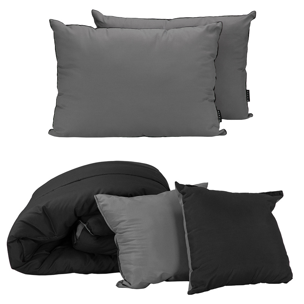 Foto 2 pulgar | Set De Edredon Doble Vista Couzy Negro - Gris + Almohada 2-pack King Size