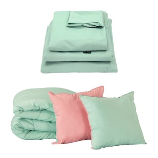 Foto 1 | Set de Edredón Doble Vista Rosa-Menta + Sábanas Softy Menta King Size