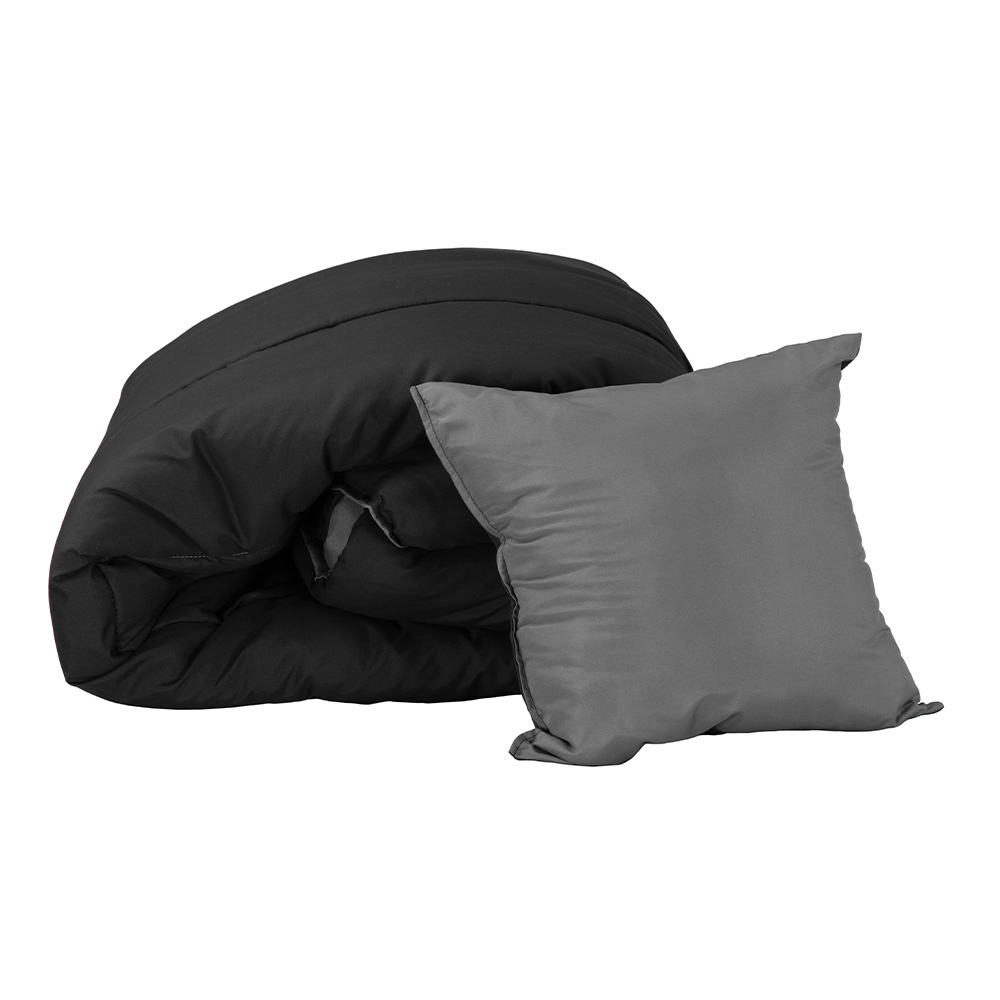 Foto 3 pulgar | Set de Edredón Doble Vista Negro-Gris + Sábanas Royal Negro + Protector Lux + Almohada Royal Individual