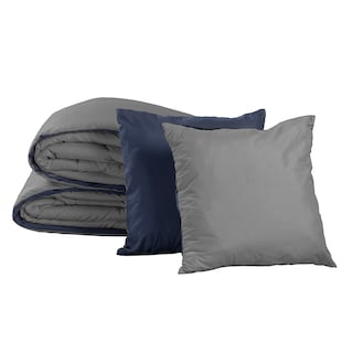 Foto 2 | Set De Edredon Doble Vista Azul-gris+ Sabanas Softy Platino King Size