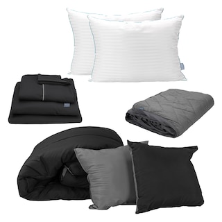 Foto 1 | Set de Edredón Doble Vista Negro-Gris + Sábanas Royal Negro + Protector Lux + Almohada Royal Twin King Size