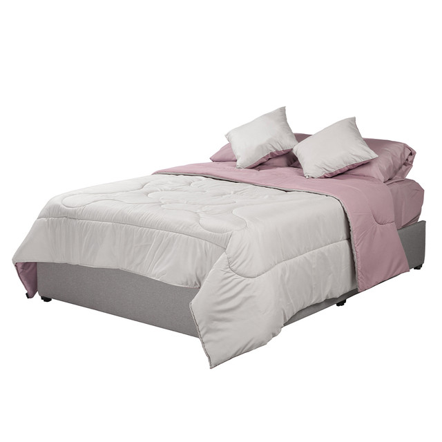 Foto 4 | Set de Edredón Doble Vista Lila-Gris + Protector Cloud + Sábanas Softy Platino + Almohada 2-pack King Size
