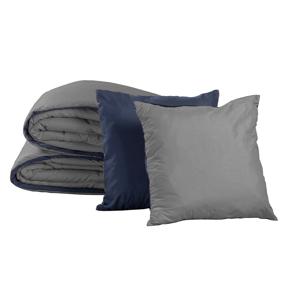 Foto 2 | Set de Edredón Doble Vista Azul-Gris + Protector Cloud + Sábanas Softy Platino + Almohada 2-pack Matrimonial